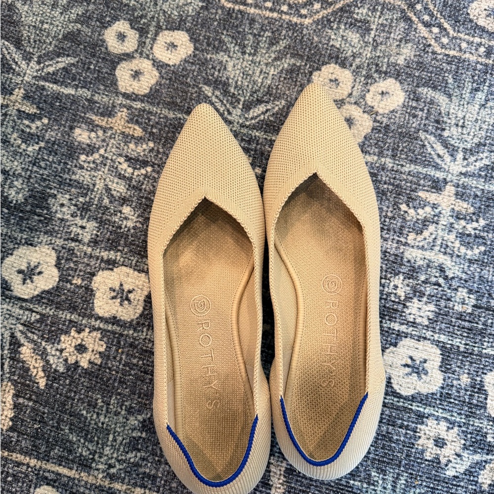 Rothy's Beige and Blue Women's Loafers